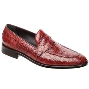 Mi Amuleto » Zapato Exótico Artesanal Mexicano Mocasín de Vestir Cocodrilo Tinto