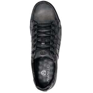 Mi Amuleto » Zapato Exótico Artesanal Mexicano Tenis Cocodrilo y Vacuno Gris Franja Lateral