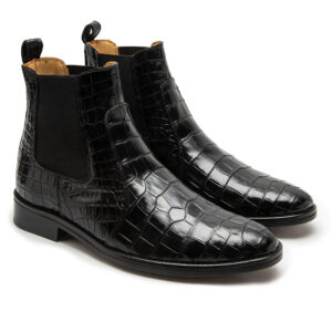 Mi Amuleto » Zapato Exótico Artesanal Mexicano Botin chelsea de cocodrilo negro