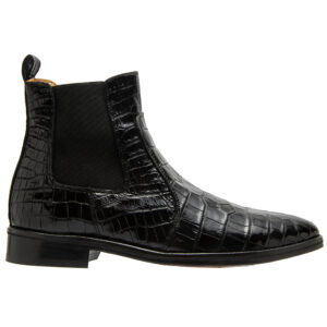 Mi Amuleto » Zapato Exótico Artesanal Mexicano Botin chelsea de cocodrilo negro
