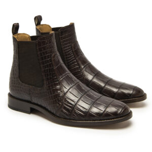 Mi Amuleto » Zapato Exótico Artesanal Mexicano Botin chelsea de cocodrfil café